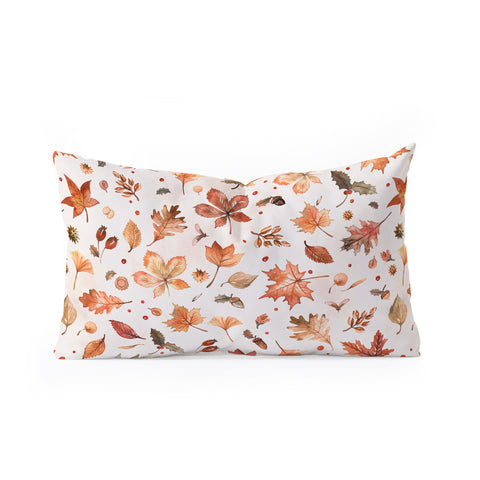 Ninola Design Autumn Leaves Watercolor Ginger Gold Oblong Throw Pillow