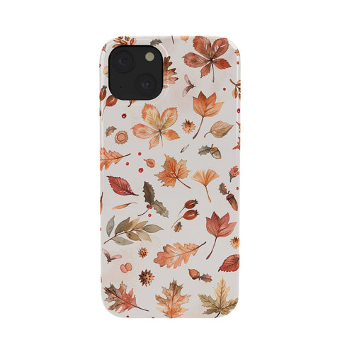 Ninola Design Autumn Leaves Watercolor Ginger Gold Phone Case