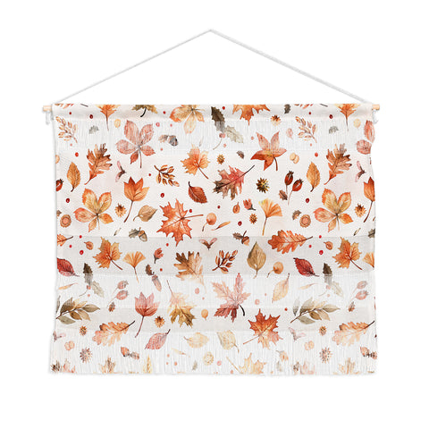 Ninola Design Autumn Leaves Watercolor Ginger Gold Wall Hanging Landscape