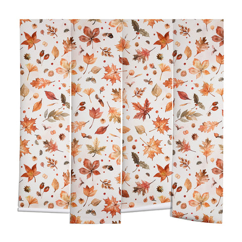 Ninola Design Autumn Leaves Watercolor Ginger Gold Wall Mural