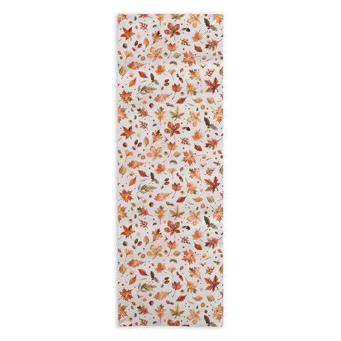 Ninola Design Autumn Leaves Watercolor Ginger Gold Yoga Towel