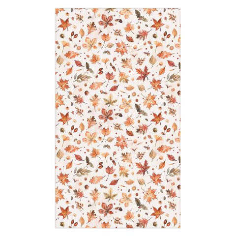Ninola Design Autumn Leaves Watercolor Ginger Gold Tablecloth