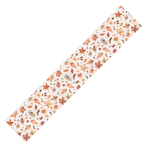 Ninola Design Autumn Leaves Watercolor Ginger Gold Table Runner
