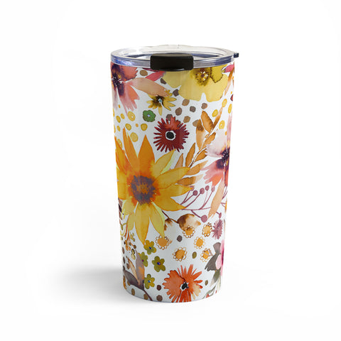 Ninola Design Big blooms flowers Gold Travel Mug