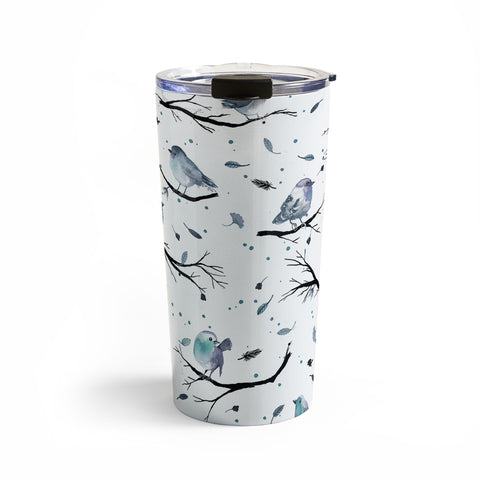Ninola Design Birds Tree Branches Blue Travel Mug