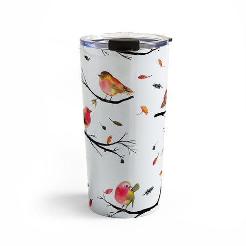 Ninola Design Birds Tree Branches Red Travel Mug