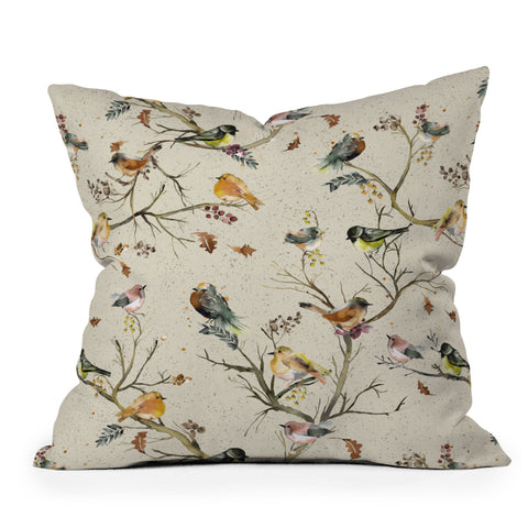 Ninola Design Birds Tree Classic Cottage Outdoor Throw Pillow