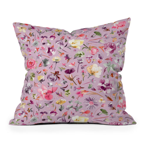 Ninola Design Blooming flowers lilac Outdoor Throw Pillow