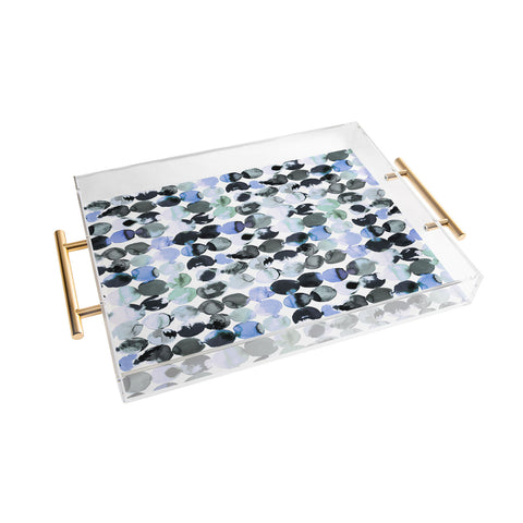Ninola Design Blue Gray Ink Dots Acrylic Tray