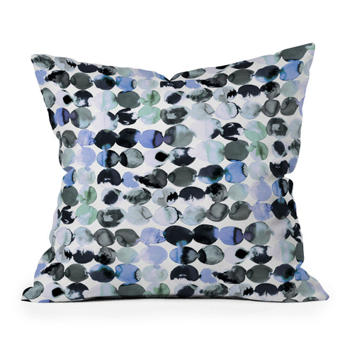 Ninola Design Blue Gray Ink Dots Outdoor Throw Pillow