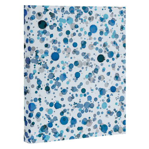 Ninola Design Blue Ink Drops Texture Art Canvas