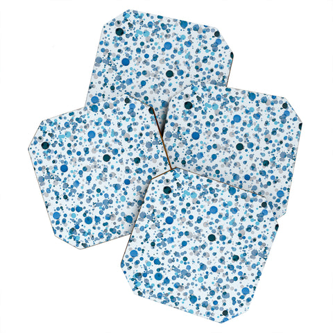 Ninola Design Blue Ink Drops Texture Coaster Set