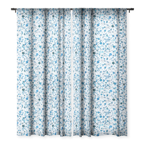 Ninola Design Blue Ink Drops Texture Sheer Window Curtain