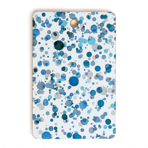 Ninola Design Blue Ink Drops Texture Cutting Board Rectangle