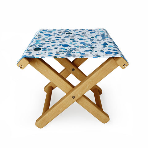 Ninola Design Blue Ink Drops Texture Folding Stool