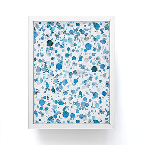 Ninola Design Blue Ink Drops Texture Framed Mini Art Print