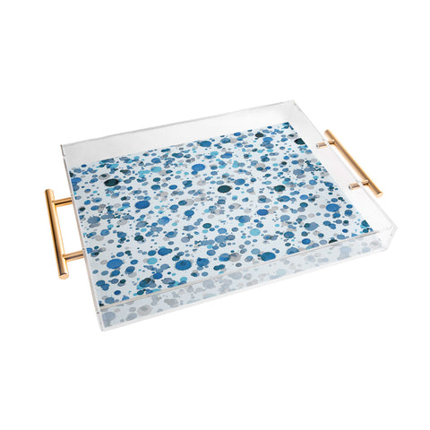 Ninola Design Blue Ink Drops Texture Acrylic Tray