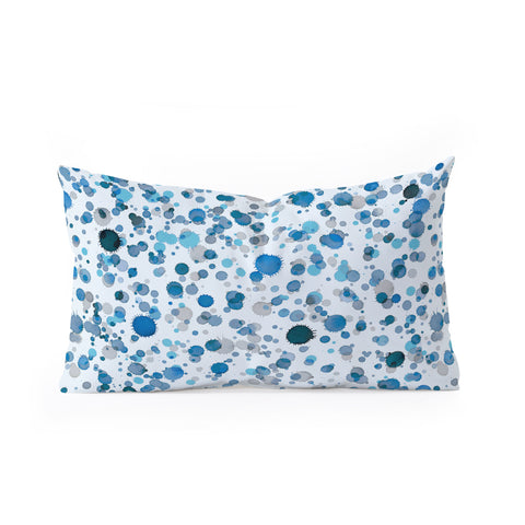 Ninola Design Blue Ink Drops Texture Oblong Throw Pillow