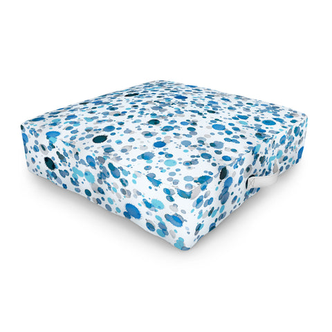 Ninola Design Blue Ink Drops Texture Outdoor Floor Cushion