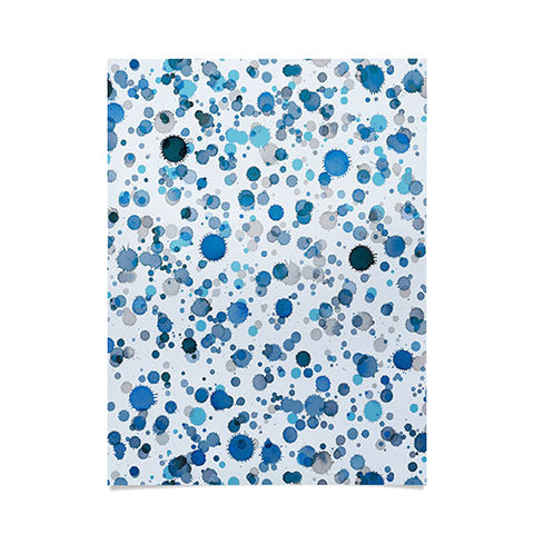 Ninola Design Blue Ink Drops Texture Poster