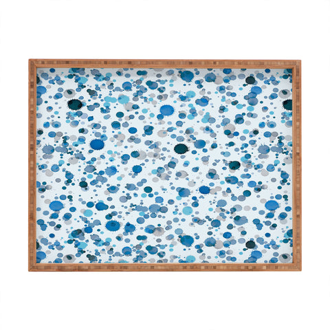 Ninola Design Blue Ink Drops Texture Rectangular Tray