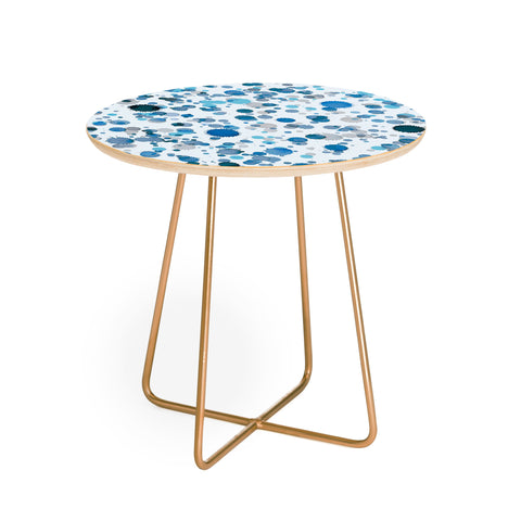 Ninola Design Blue Ink Drops Texture Round Side Table