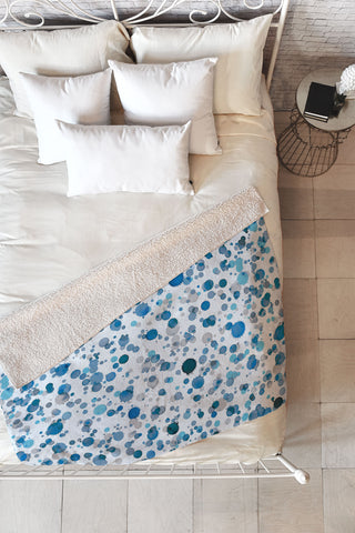 Ninola Design Blue Ink Drops Texture Fleece Throw Blanket