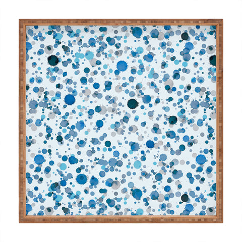 Ninola Design Blue Ink Drops Texture Square Tray