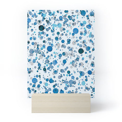 Ninola Design Blue Ink Drops Texture Mini Art Print