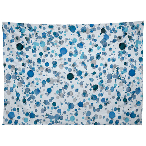 Ninola Design Blue Ink Drops Texture Tapestry
