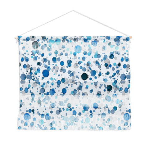 Ninola Design Blue Ink Drops Texture Wall Hanging Landscape