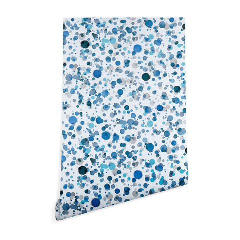 Ninola Design Blue Ink Drops Texture Wallpaper