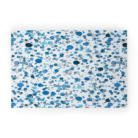 Ninola Design Blue Ink Drops Texture Welcome Mat