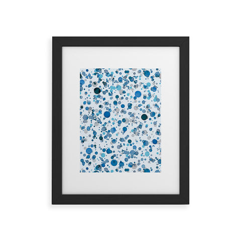 Ninola Design Blue Ink Drops Texture Framed Art Print