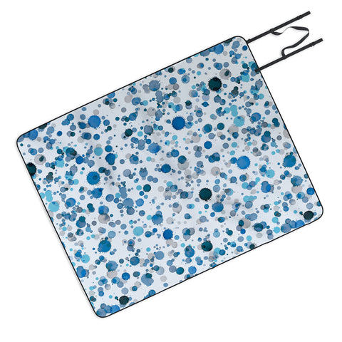 Ninola Design Blue Ink Drops Texture Picnic Blanket