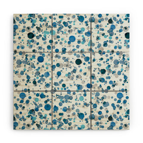 Ninola Design Blue Ink Drops Texture Wood Wall Mural