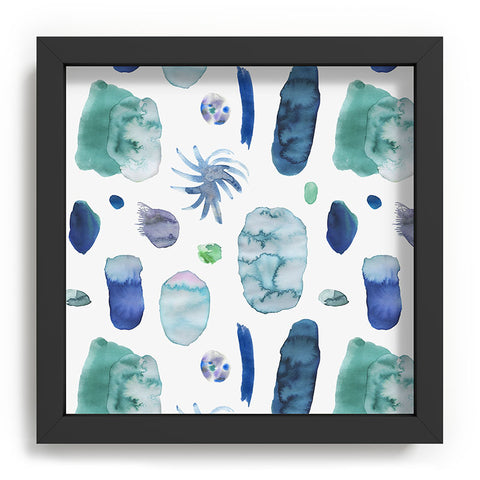 Ninola Design Blue Minimal Strokes Abstract Recessed Framing Square