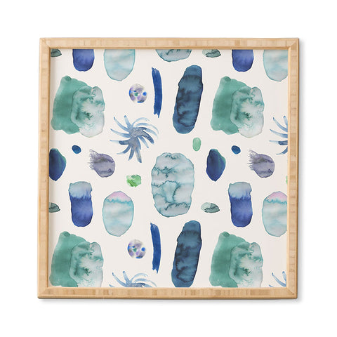 Ninola Design Blue Minimal Strokes Abstract Framed Wall Art