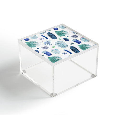 Ninola Design Blue Minimal Strokes Abstract Acrylic Box