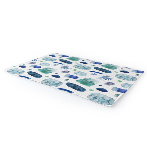 Ninola Design Blue Minimal Strokes Abstract Area Rug