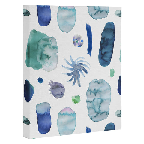 Ninola Design Blue Minimal Strokes Abstract Art Canvas