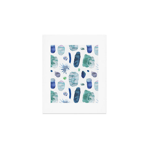 Ninola Design Blue Minimal Strokes Abstract Art Print