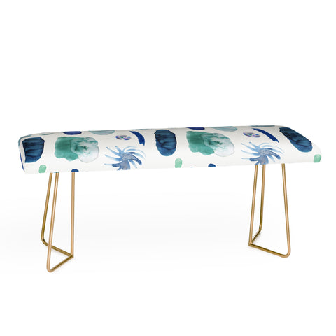 Ninola Design Blue Minimal Strokes Abstract Bench