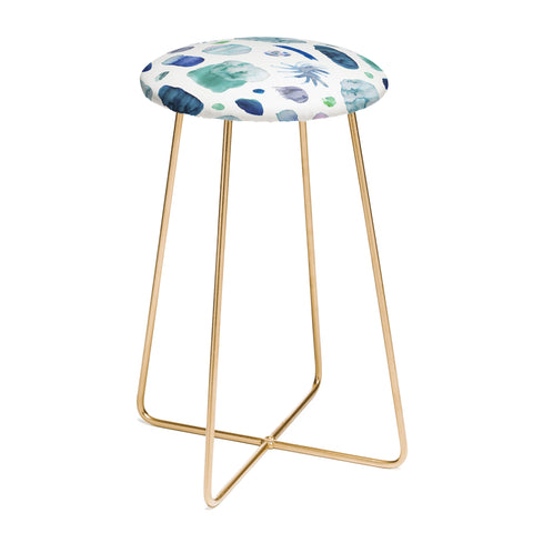Ninola Design Blue Minimal Strokes Abstract Counter Stool