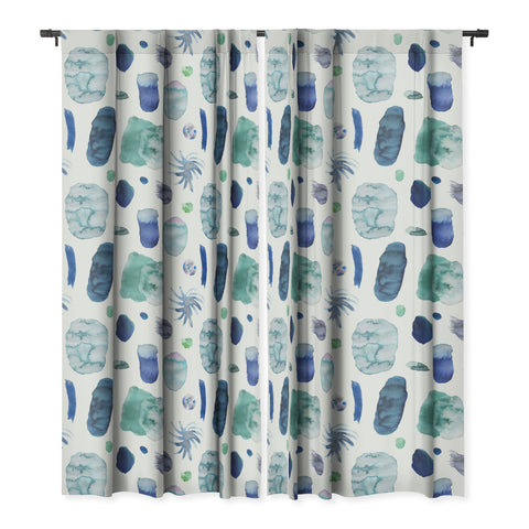 Ninola Design Blue Minimal Strokes Abstract Blackout Non Repeat