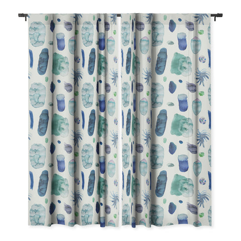 Ninola Design Blue Minimal Strokes Abstract Blackout Window Curtain