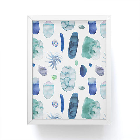 Ninola Design Blue Minimal Strokes Abstract Framed Mini Art Print