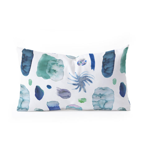 Ninola Design Blue Minimal Strokes Abstract Oblong Throw Pillow