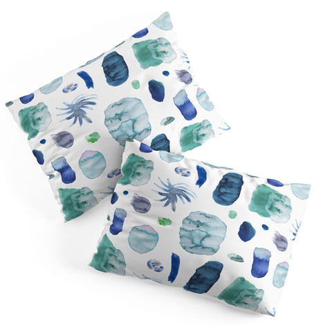 Ninola Design Blue Minimal Strokes Abstract Pillow Shams