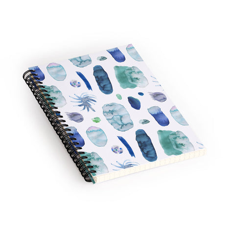 Ninola Design Blue Minimal Strokes Abstract Spiral Notebook